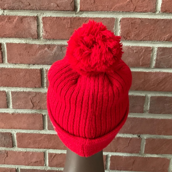 Jean Paul Gaultier Red Knit Cuffed Pom Pom Beanie Unisex O/S - Picture 8 of 10